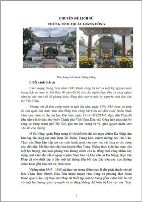 CHUYÊN ĐỀ LỊCH SỬ CHỨNG TÍCH TỘI ÁC GIÁNG ĐÔNG