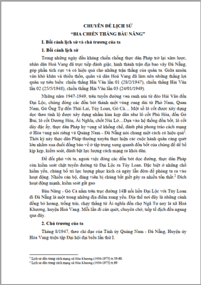 CHUYÊN ĐỀ LỊCH SỬ “BIA CHIẾN THẮNG BÀU NĂNG”