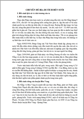 CHUYÊN ĐỀ BIA DI TÍCH BẾN SUỐI