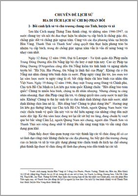CHUYÊN ĐỀ LỊCH SỬ BIA DI TÍCH LỊCH SỬ CHI BỘ PHAN BÔI